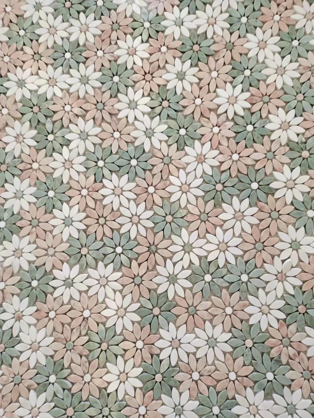 Flower Pattern Tile Bathroom Kitchen Backsplash Marble Mosaic Tile