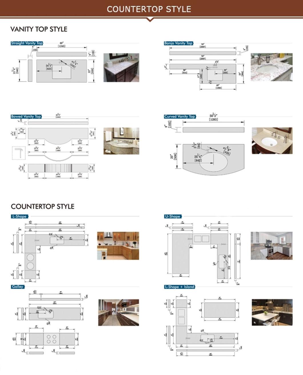 Prefab Polished New Caledonia Granite Kitchen Countertops Worktops Kitchen Island Top Bathroom Vanity Sink Top