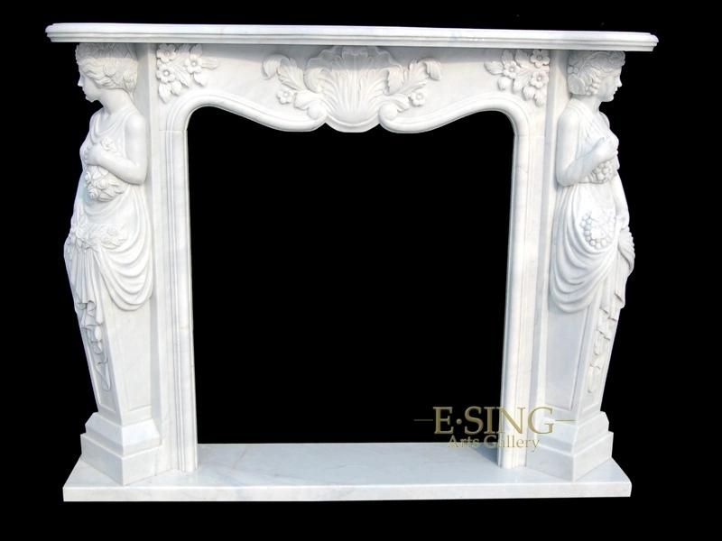 Stone Fireplace Manufacturer Electric Indoor Marble Statue Fireplace for Household