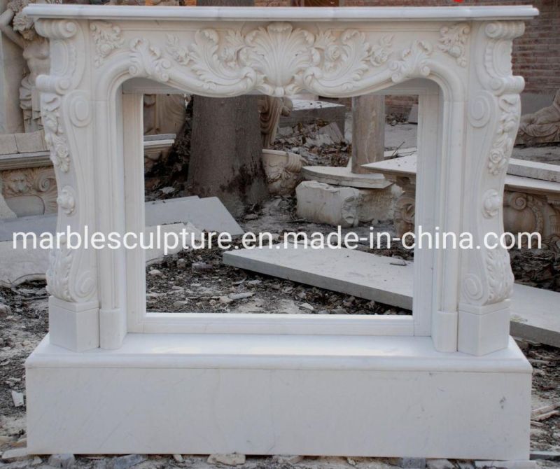Factory Selling Marble Stone Sculpture White Marble Fireplace (SYMF-060)