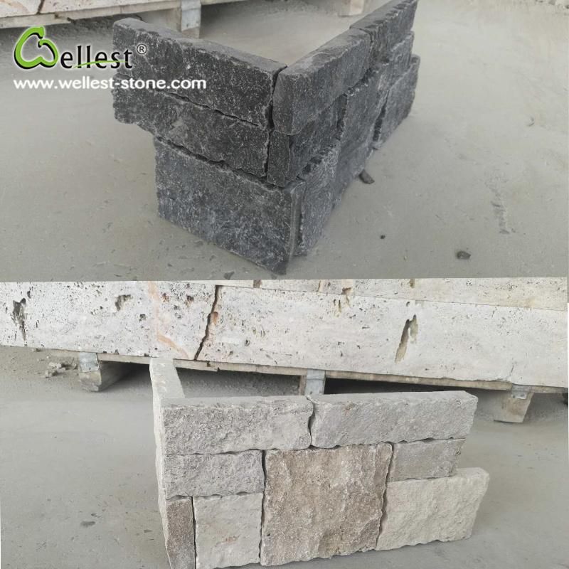 Yellow Beige Black Natural Limestone Panel for Exterior Garden Retaining Castle Villa Curtain Feature Wall