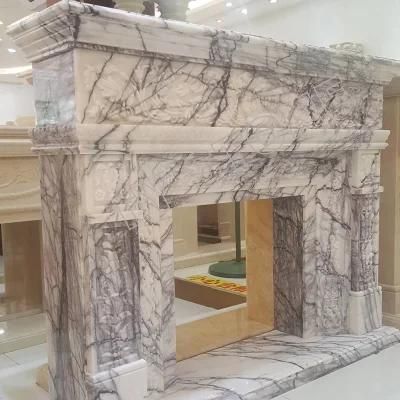 Indoor Decorative European Style White Marble Fireplace
