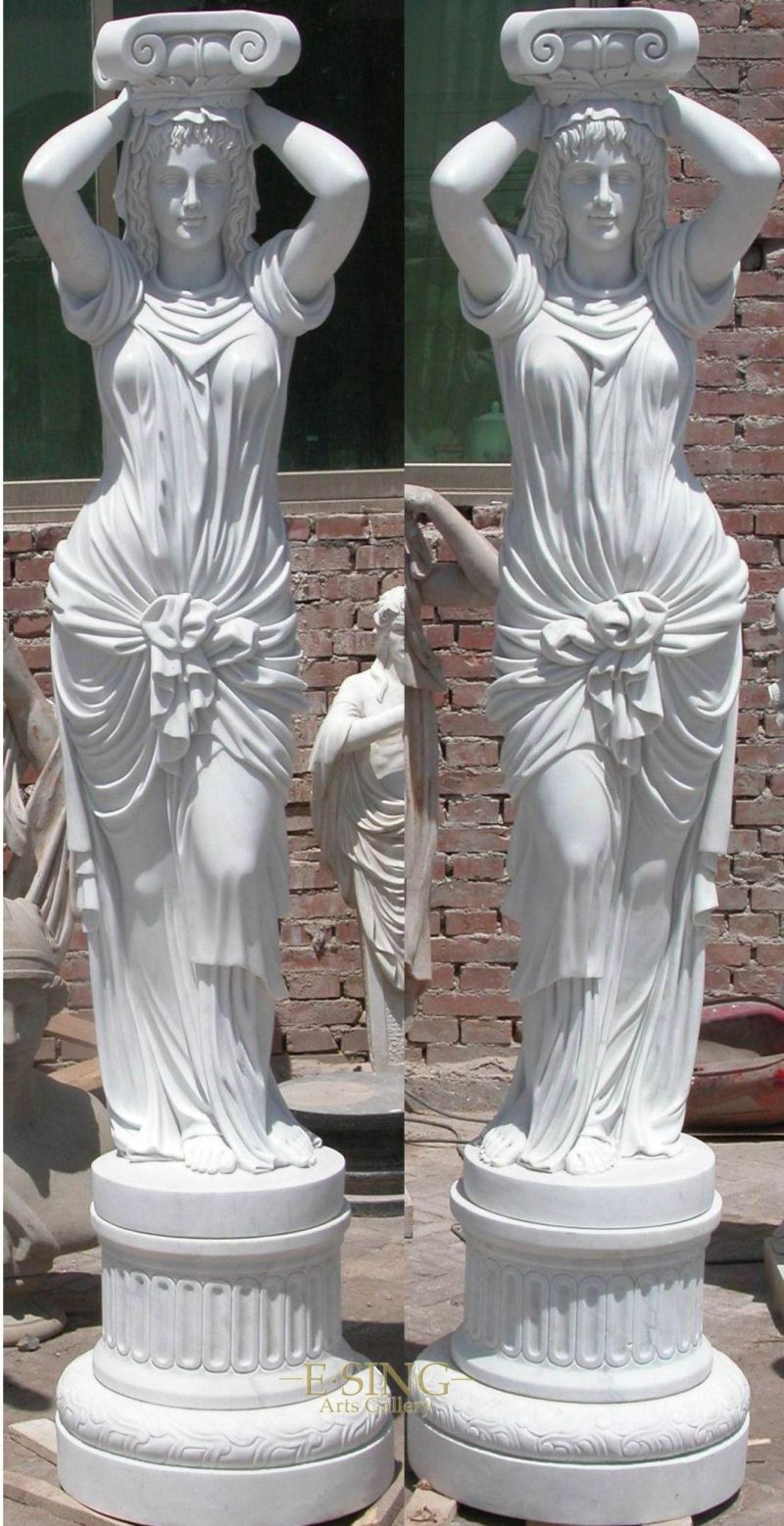 White Marble Home Decorative Garden Stone Marble Statue Balcony Column