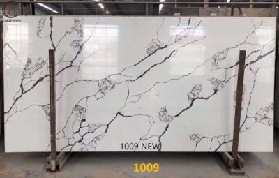 White 1009 Artificial Calacatta Quartz Stone Slab Used for Home Decoration