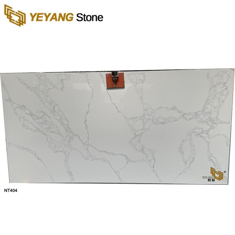 Artificial Calacatta Quartz Slab Pure White Quartz Stone for Kitchen and Bathroom Countertop