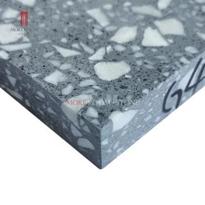 Artificial Stone Villa Flooring White Big Chips Precast Terrazzo Stone Gray