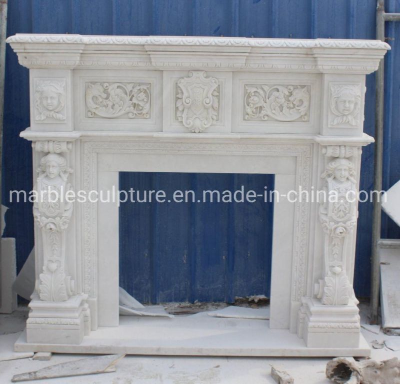 Elegant Pure White Marble Fireplace Mantel for Sale (SYMF-304)