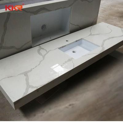 Marble Veins Calacatta White Solid Surface Bathroom Vanity Top
