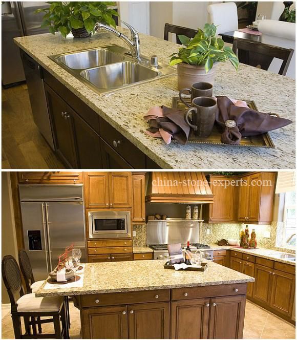 High Polished Giallo Ornamental Golden Granite Kitchen Countertop for Hotel