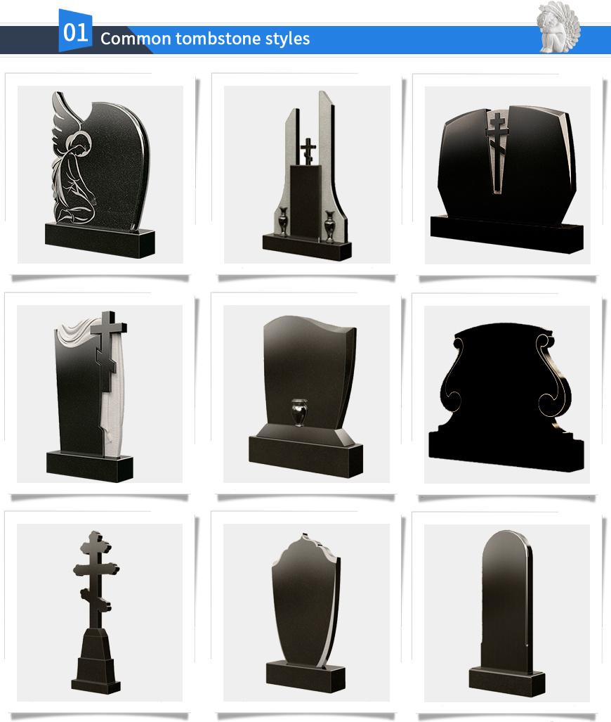 Shanxi Black Granite Tombstone Shape Headstone Mounment
