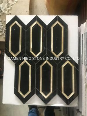 Pure Black/Nero Marquina Black Marble Polished Picket Mosaic for Backsplash Tile/Wall Panel Tile/Floor Tile