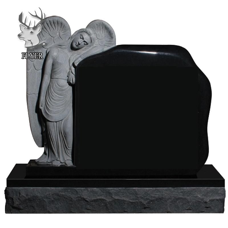 Chinese Black Granite Heart Gravestone Stone Carving Cemetery Memorial Monument