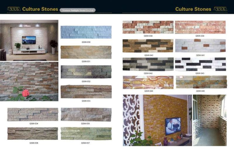 Natural White/Black/Yellow/Rusty/Green Culture Slate Cultured Stone for Wall Cladding Decoration