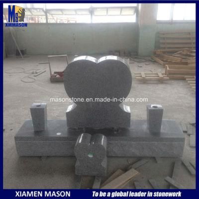 Heart Carving Design Granite Headstones for Cemetery