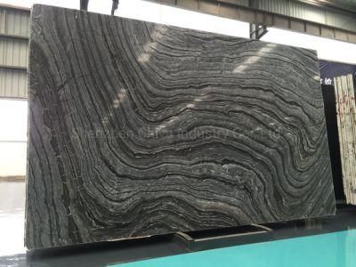 Jurassic Black/Grey Marble Stone Interior Design Bookmatch Floor Wall Tiles