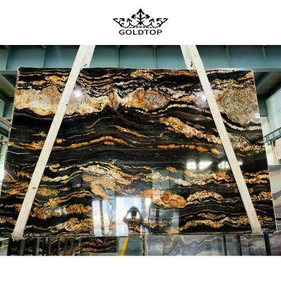 Natural Stone Polished/ Honed Surface Bathroom/Kitchen /Living Room Countertop Black and Gold Vein Cosmic Gold Granite for Home