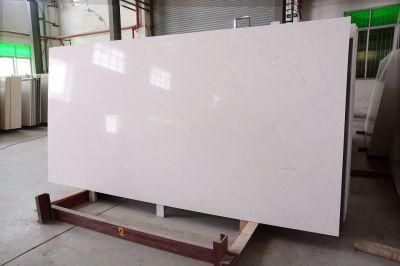 Solid Surface Artificial Stone Calacatta White Vining Quartz Stone Slab for Vanity Top