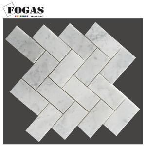 Herringbone Natural Stone Carrara Marble Bathroom Floor Tile