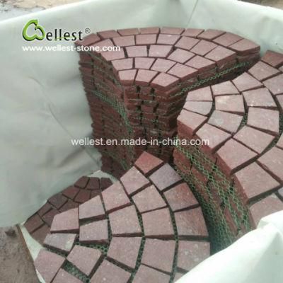 Tumbled Red Granite Cobble Stone Tile Paver Mats for Exterior Flooring Paving