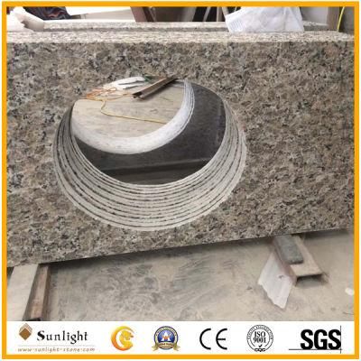 Custom Design Prefab Yellow Butterfly Granite Bathroom Vanity Tops for Hotel