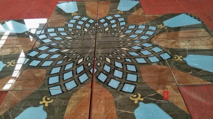 Hotel Decoration Marble Design Waterjet Stone Flooring Tile Medallion