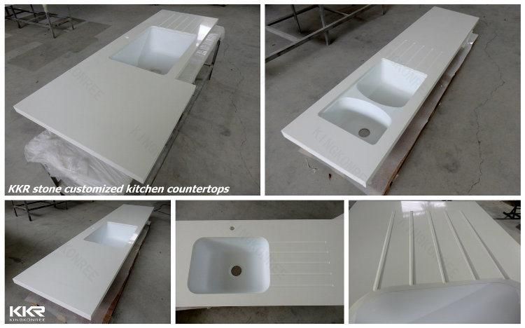 Bespoke Solid Surface Integrated Single Sink Vanity Top with Square Sink