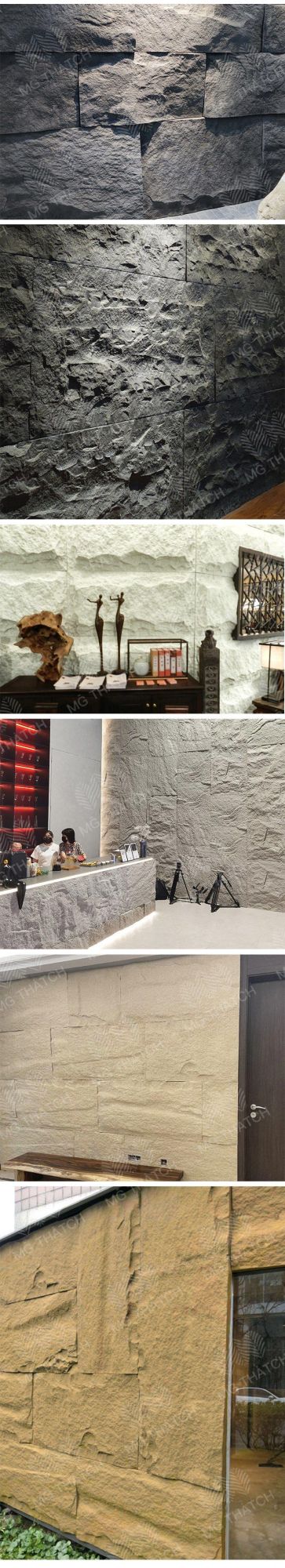 Multicolor Faux Stone Brick Artificial PU Stone Wall Panel Made by Polyurethane Material