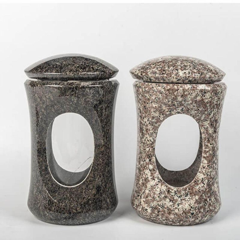 Chinese Granite Cemetery Tombstone Accessiories Candle Lanterns with Glass