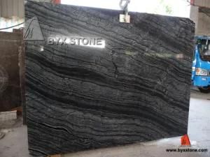 Black Ancient Wooden Vein Marble Slab for Floor Tiles Countertop