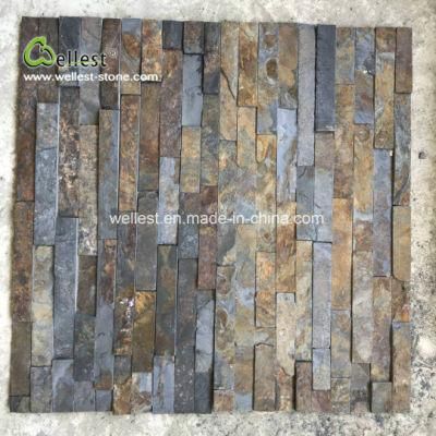 Natural Rusty Yellow Slate Culture Stone for Exterior Wall Tile Cladding