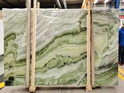 Popular Natural Green Marble/Jade Cloud Slab and Tile for Hotel Wall Floor Decorate