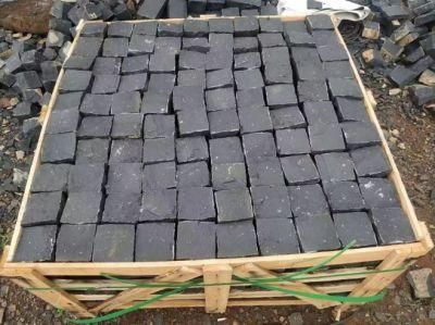 Black Granite Paving Stone Bricks on/Mesh Natural Split/Flamed/Tumbled/Bushhammered Pavement Cobblestone