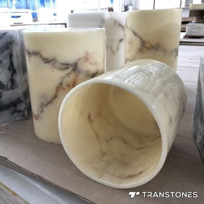 Polished Translucent Faux Onyx Sheet Customized Round Alabaster Light Box