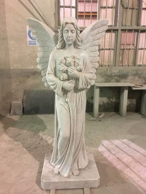 Haobo Stone Hunan Whtie Marble Hand Carved Angel Tombstone Memorials