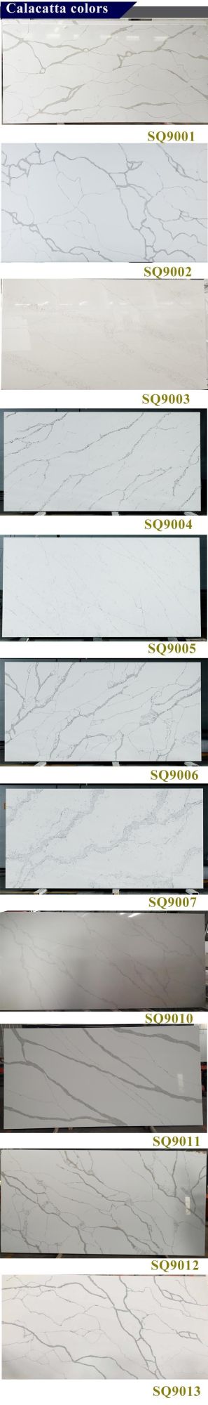 Artificial Calacatta Polished Surface Engineed Quartz Stone for Kitchen Countertops