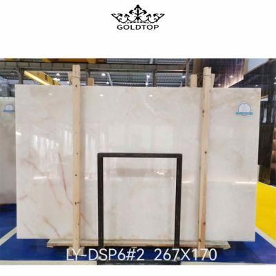 Manufacturer Ancient China Style Natural Stone Slab Whiteonyx Marble Slab White Jade Onyx Slab with Golden Veins
