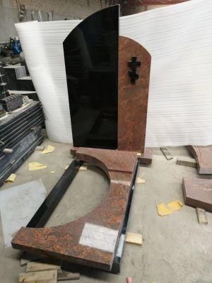 Popular Red with Black Granite Combined Monument Tombstone Headstone
