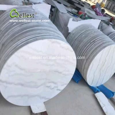 Chinese Natural Vein Guangxi White Marble, Round Marble for Bar Top Coffee Top