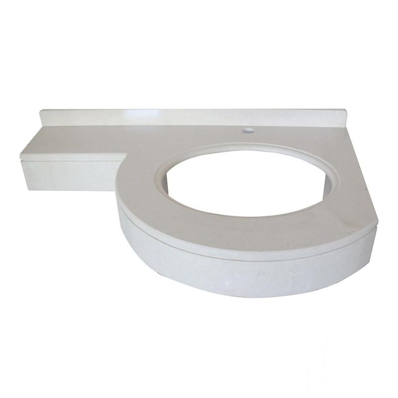 Customized White Artificial Quartz Countertops Vanity Tops with Single Sink Kitchen & Bathroom Vanity Top Bathroom Vanities