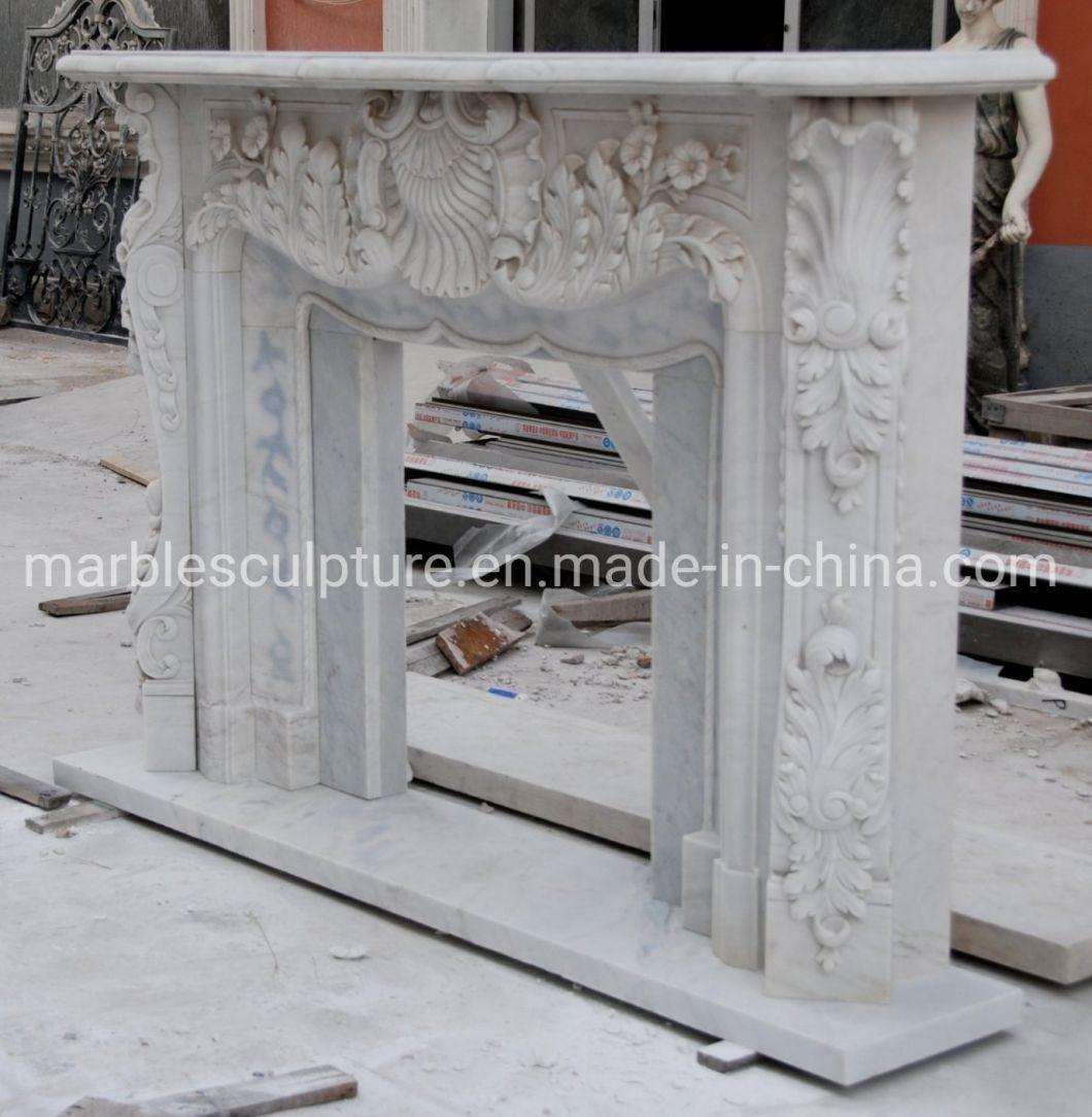 Exquisite Pure White Marble Fireplace Home Decoration (SYMF-261)