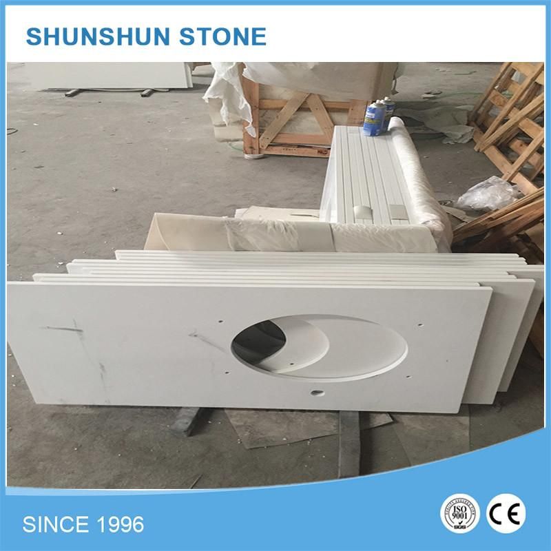 Customized High Quality White Quartz Vanity Tops for Bathroom