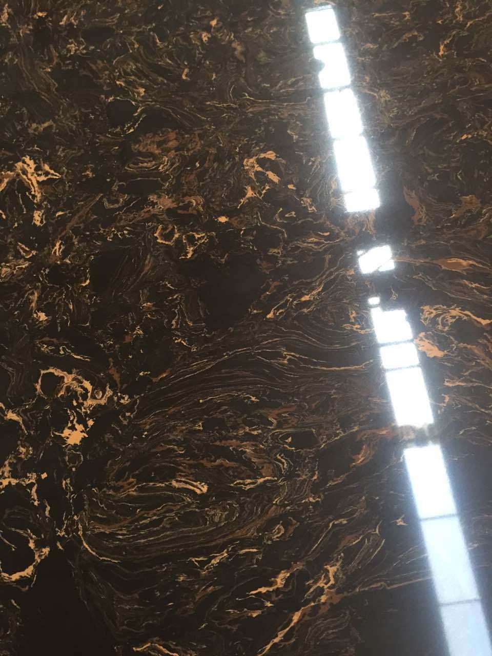 Customized Portoro Artificial Marble Slab Engineered Stone Countertop Interior Decor