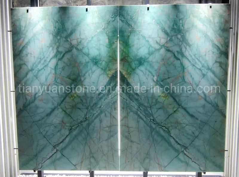 Luxury Natural Rare Green Marble Stone Slab for TV Background