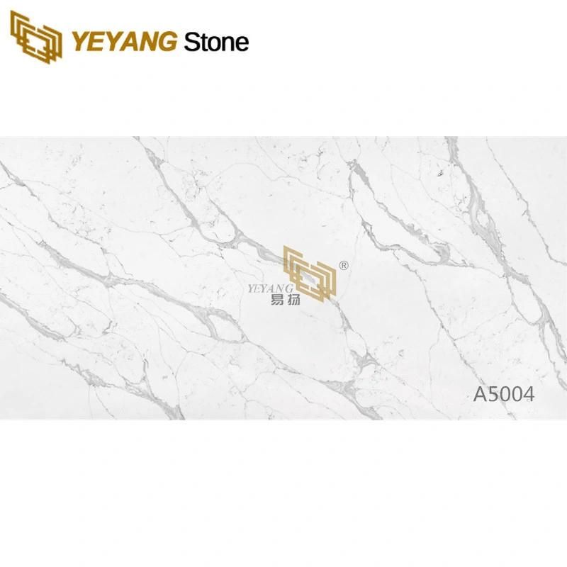 White Calacatta Quartz Slab Grey Veins for Kitchen Island/Bathroom/Background/Wall/Countertop