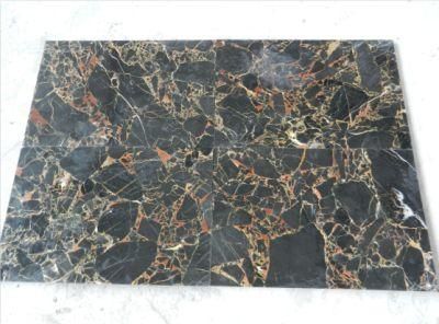 Golden Black Flower Marble Natural Black Marble Wit Gold Red Veins Polished Slabs Customized Size Floor Tile Wall Tiles