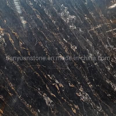 Italy Black Portoro Gold Marble for Wall Floor Tile