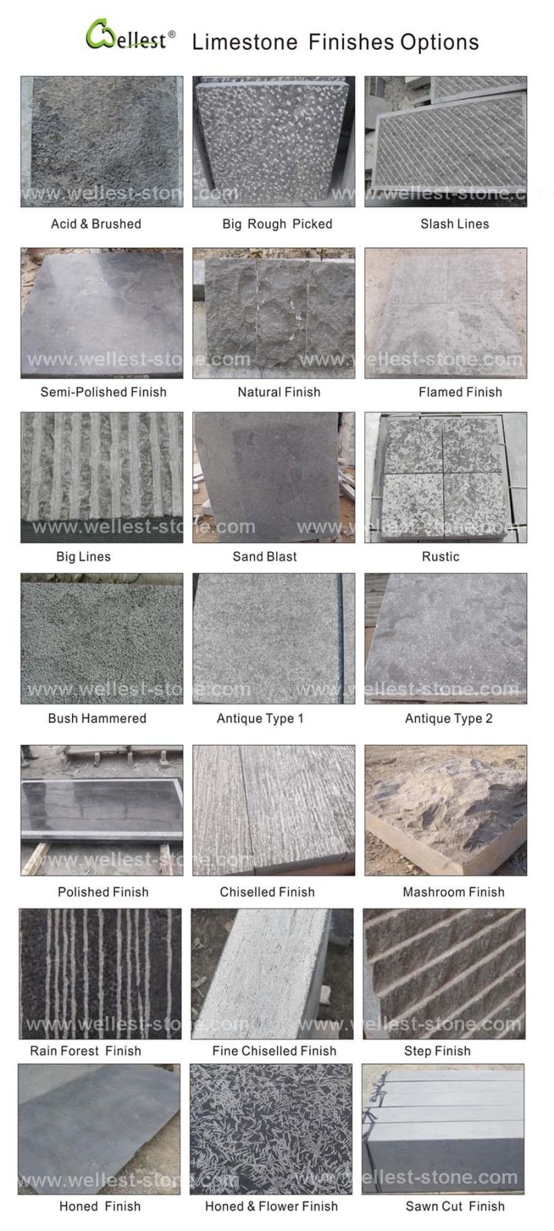 Honed/Flamed/Sandblasted/Acid Washed Bluestone Blue Limestone for Swimming Pool/Kerbstone/Flooring/Paving/Wall/Statue/Steps/Stairs