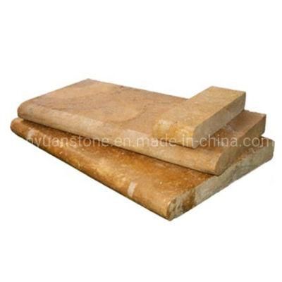 Natural Stone Golden Travertine Pool Coping with Drop Face