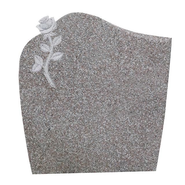 Fujian Made China Pink Granite G664 Tombstone with Rose Carving