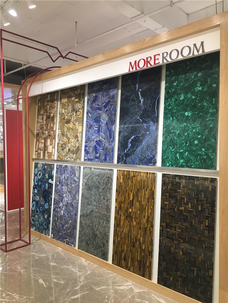 Luxurious Decor Gemstone Agate Slab Translucent Blue Table Semi Precious Stone Slab for Dining Room Countertop